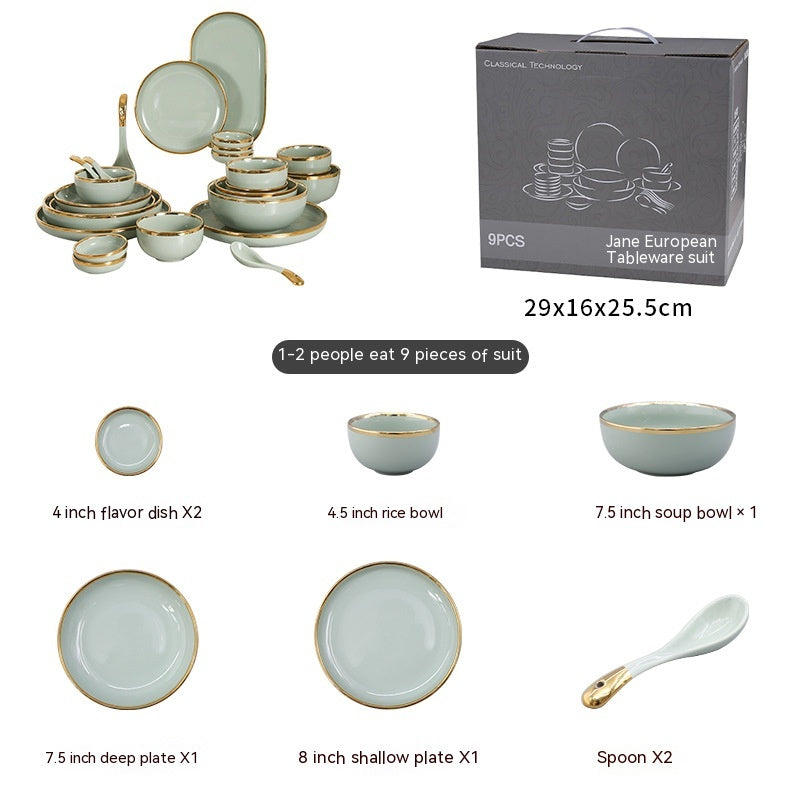 Keramik Geschirrset mit Goldrand – Bild 2 | LuxeStyle