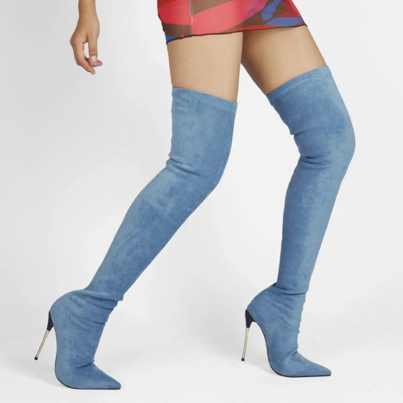 Overknee-Stiefel aus Wildlederimitat