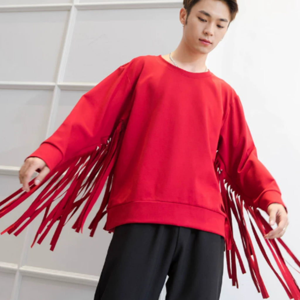 Sweatshirt mit Rundhals und langen Quasten