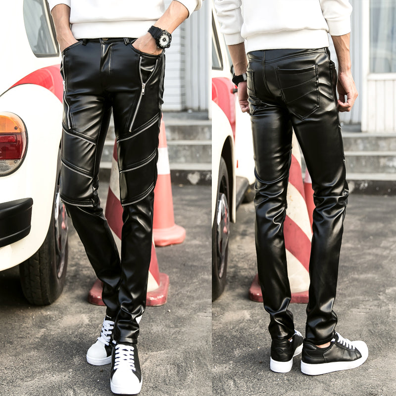 Herren Kunstlederhose mit Reissverschluss