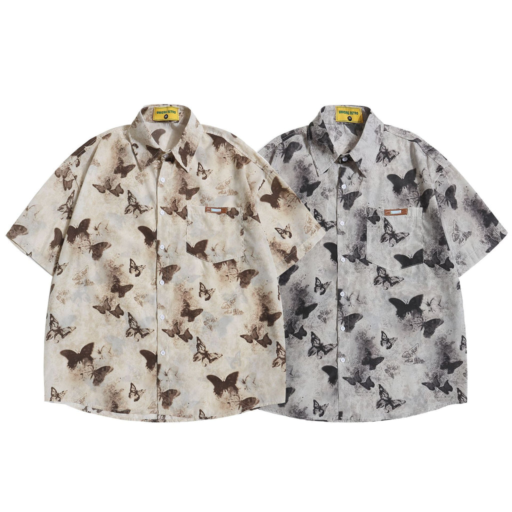 Loose Fit Halbarm-Shirt mit Schmetterlings-Print | LuxeStyle