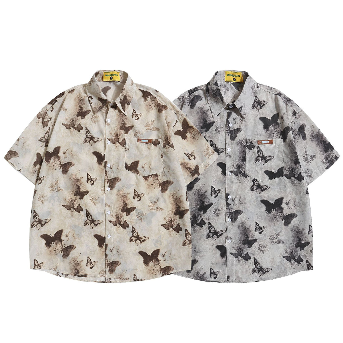Loose Fit Halbarm-Shirt mit Schmetterlings-Print | LuxeStyle