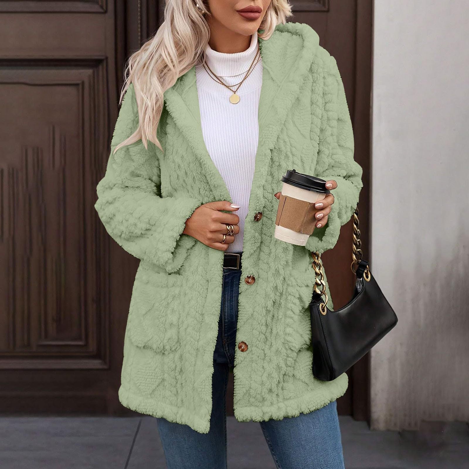 Kapuzen-Cardigan «Cosy» · uni, mit Knöpfen (Damen) – LuxeStyle