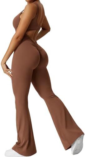 Ärmelloser flared Jumpsuit für Yoga & Fitness