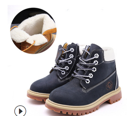 Gelbe Leder-Winterstiefel für Kinder