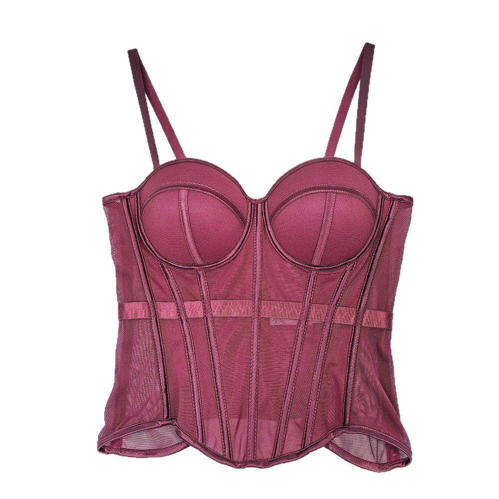 Fishtail Korsett-Top mit transparenten Trägern