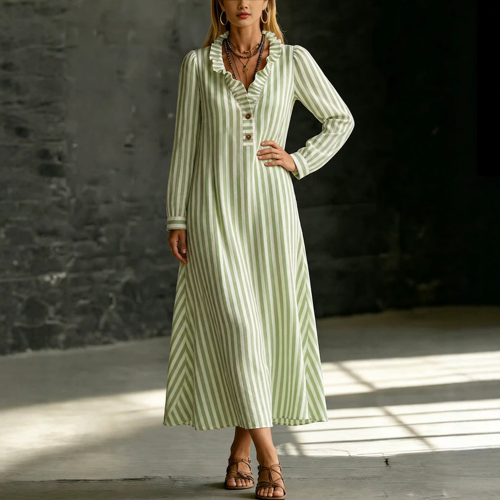 Gestreiftes Midi-Kleid für Damen | LuxeStyle