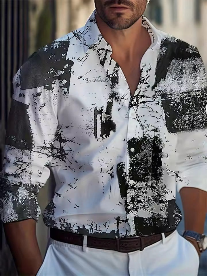 Herren Langarmhemd mit Streifen und Palmenmuster – Bild 9 | LuxeStyle
