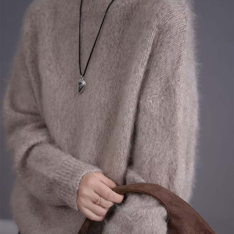 Kaschmir-Wollpullover mit Rundhals