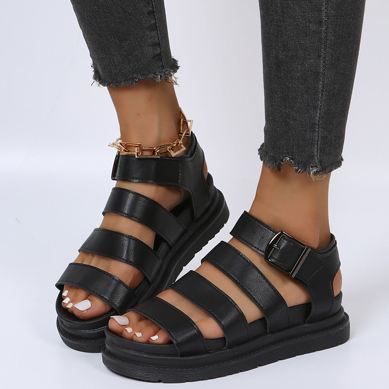 Römer Sandalen mit offener Spitze und Schnalle – Bild 10 | LuxeStyle