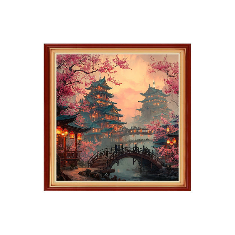 DIY Kreuzstich Landschaft Cartoon 40x40 cm
