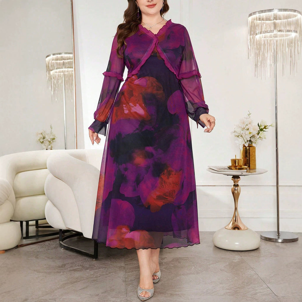 Ombre-Blumengarnkleid mit Rüschen und Puffärmel – Bild 8 | LuxeStyle