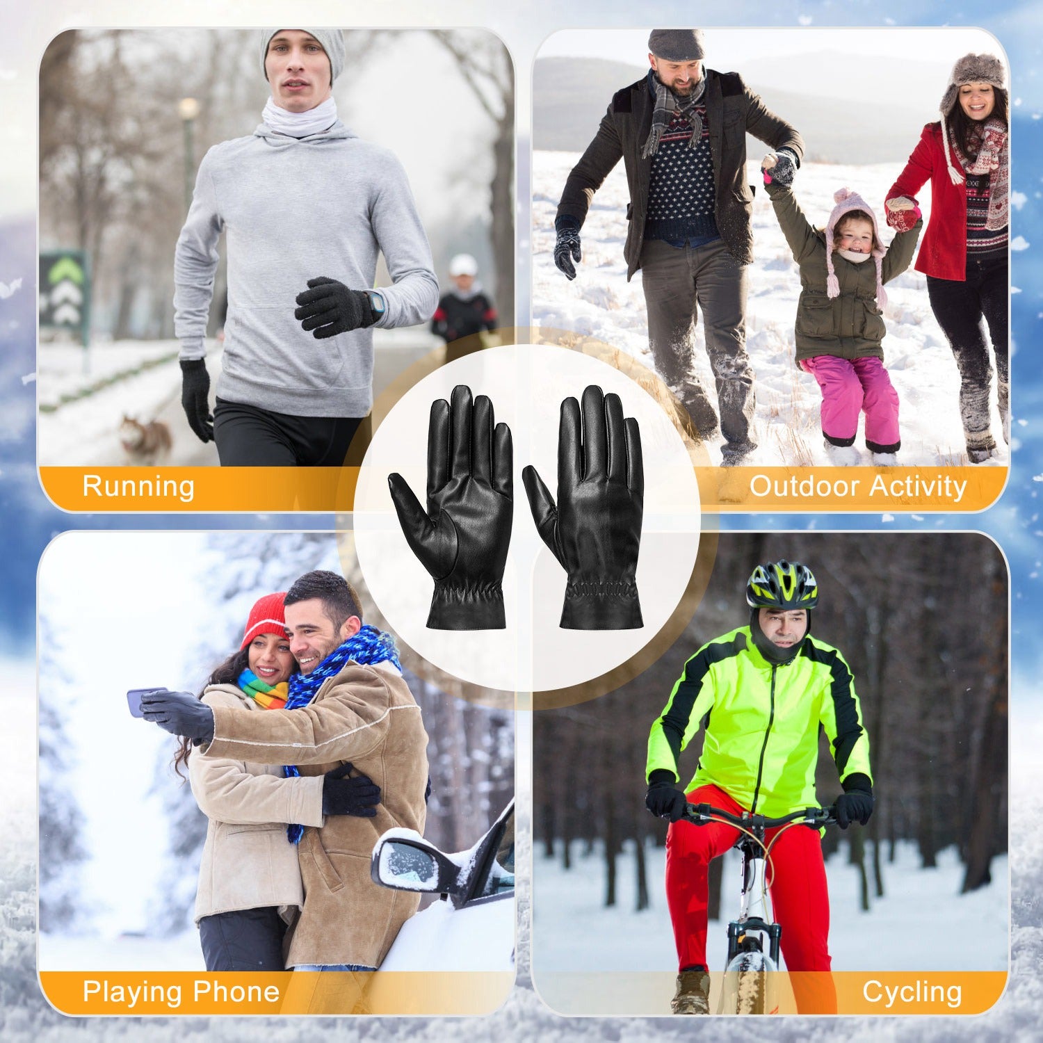 Unisex Lederhandschuhe Winter