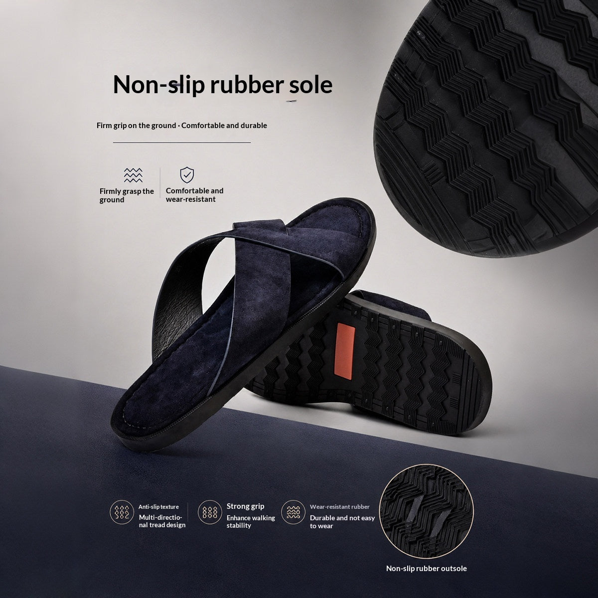 Herren Suede Pantoletten mit Kreuzriemen