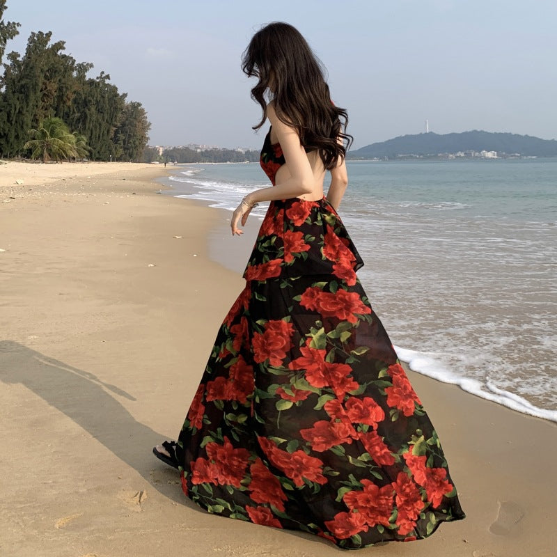 Elegantes Maxikleid mit Rosenprint | LuxeStyle