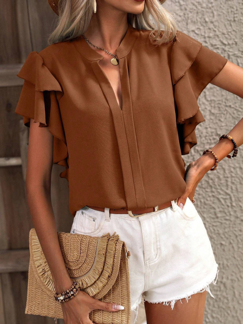 Lässiges V-Neck T-Shirt mit kurzen Ärmeln