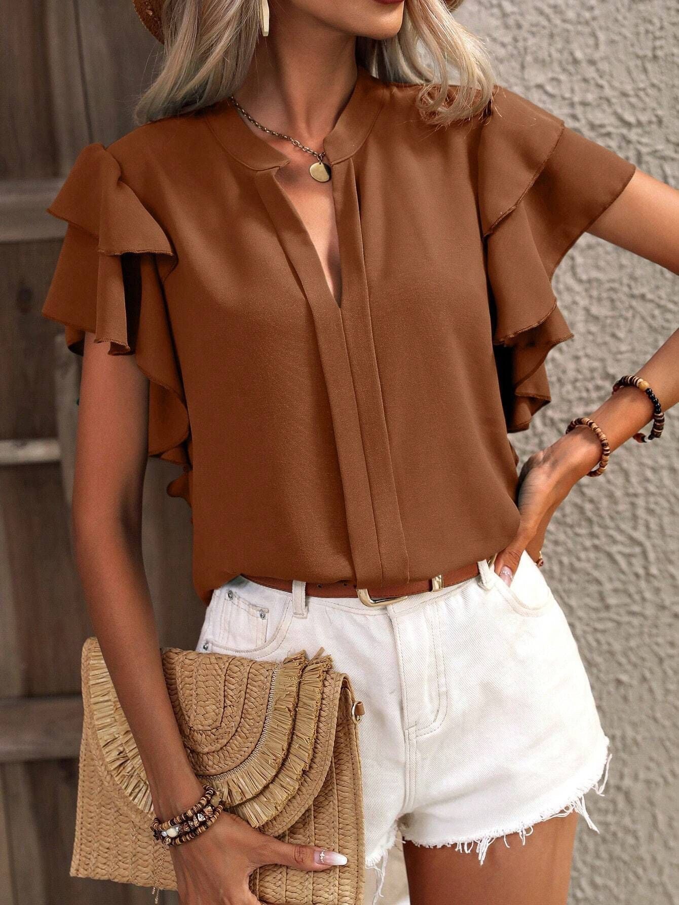 Lässiges V-Neck T-Shirt mit kurzen Ärmeln