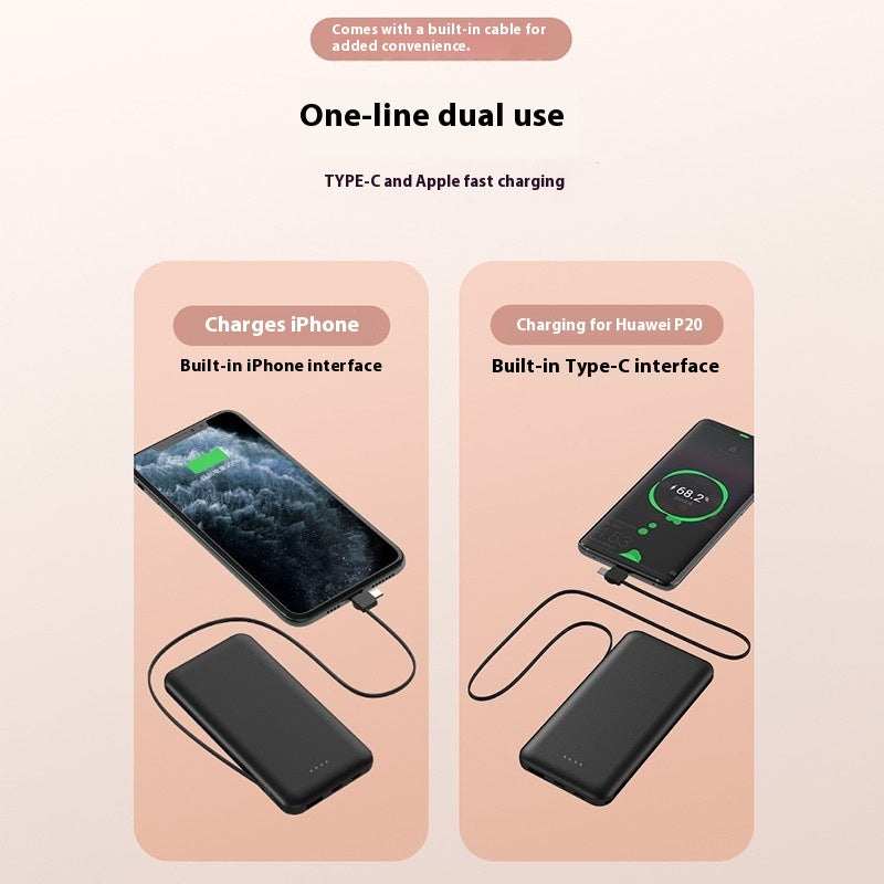 Kompakte Powerbank mit integriertem Kabel