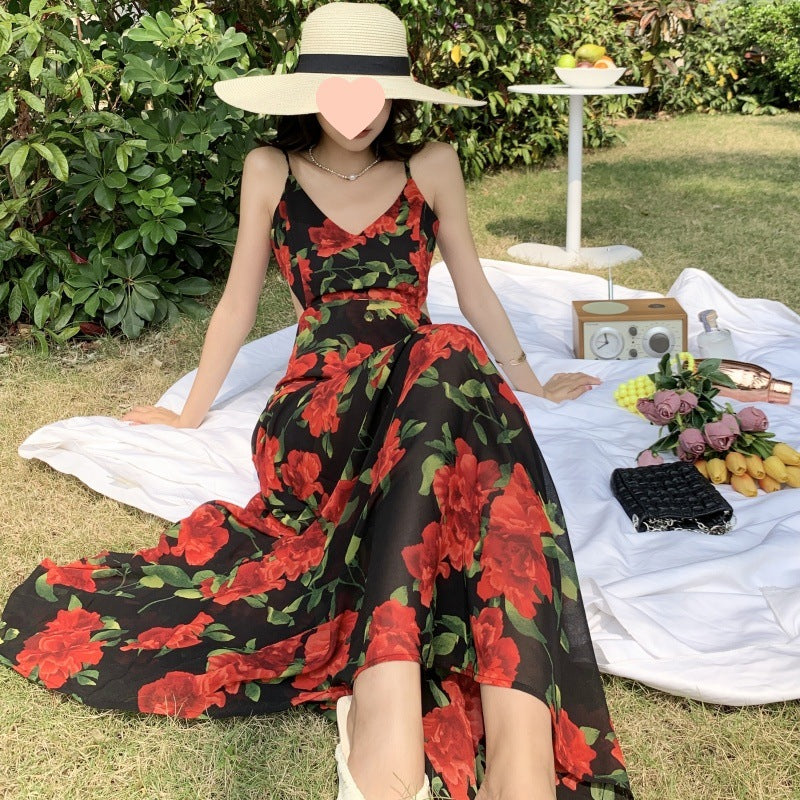 Elegantes Maxikleid mit Rosenprint – Bild 6 | LuxeStyle