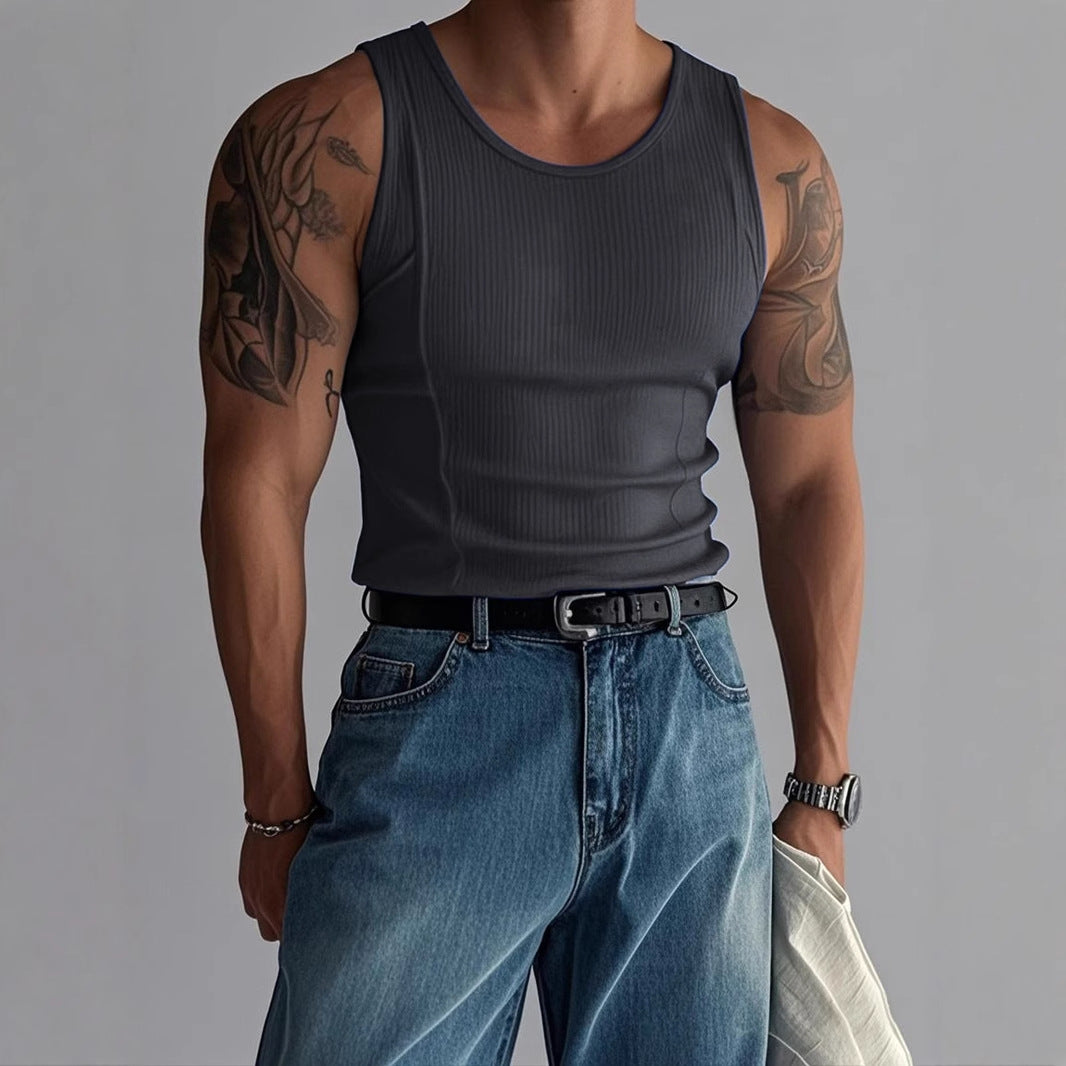 Herren Slim Fit Tanktop mit Streifen