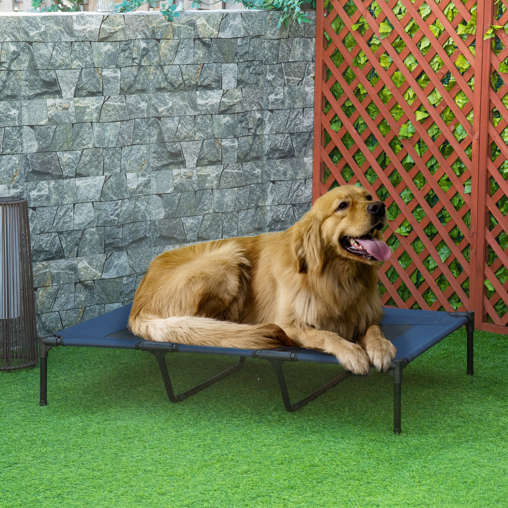 Hochgelegenes atmungsaktives Hunde-Bett 48 x 36 Zoll Dunkelblau mit Re