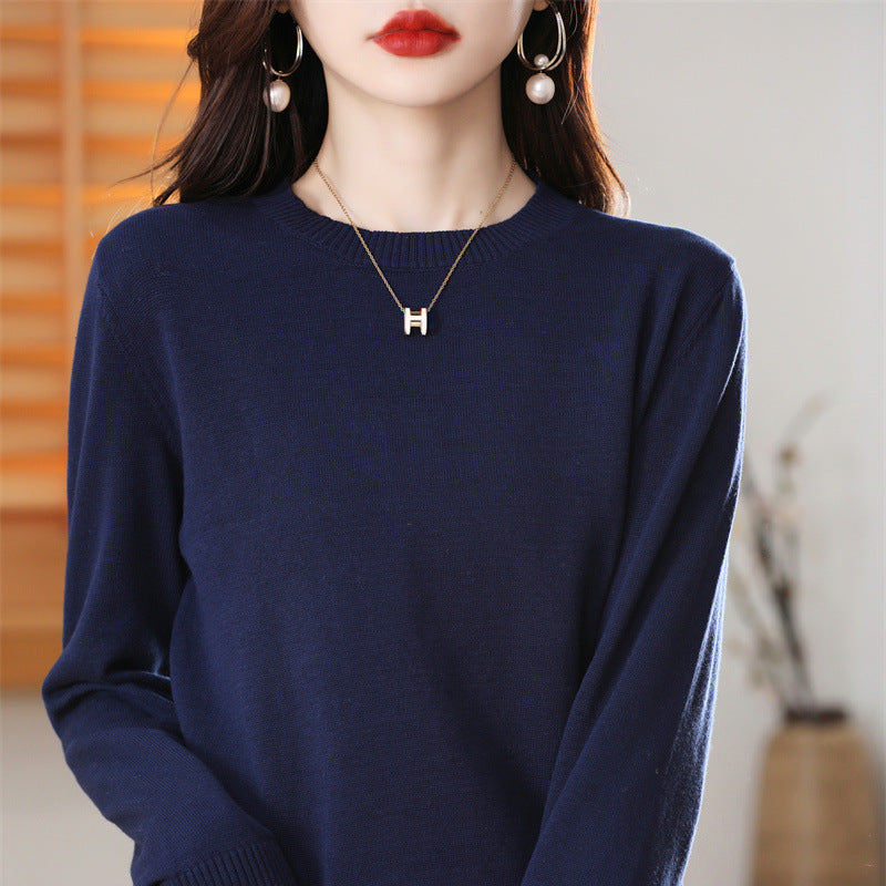 Damen Strickpullover mit Rundhals und langen Ärmeln