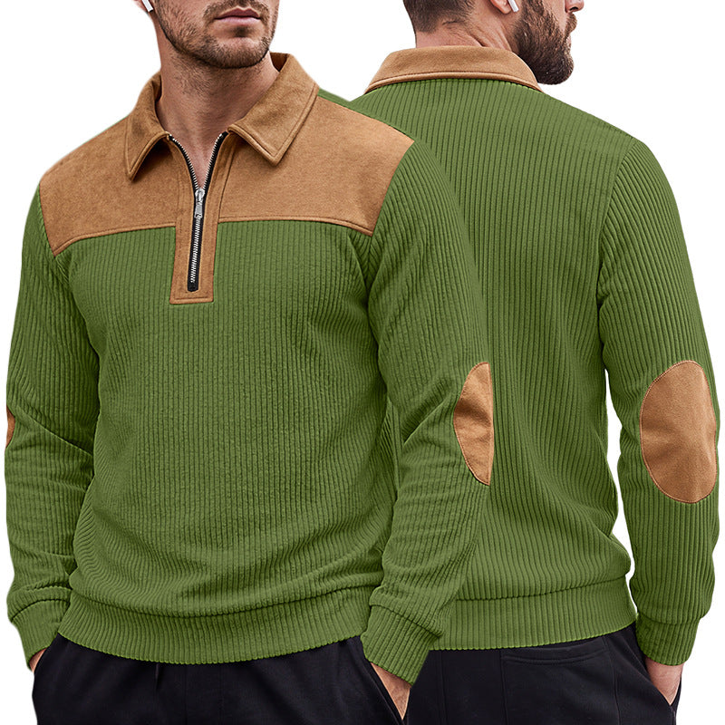 Herren-Sweatshirt mit Kerbkragen und Stickerei – Bild 8 | LuxeStyle