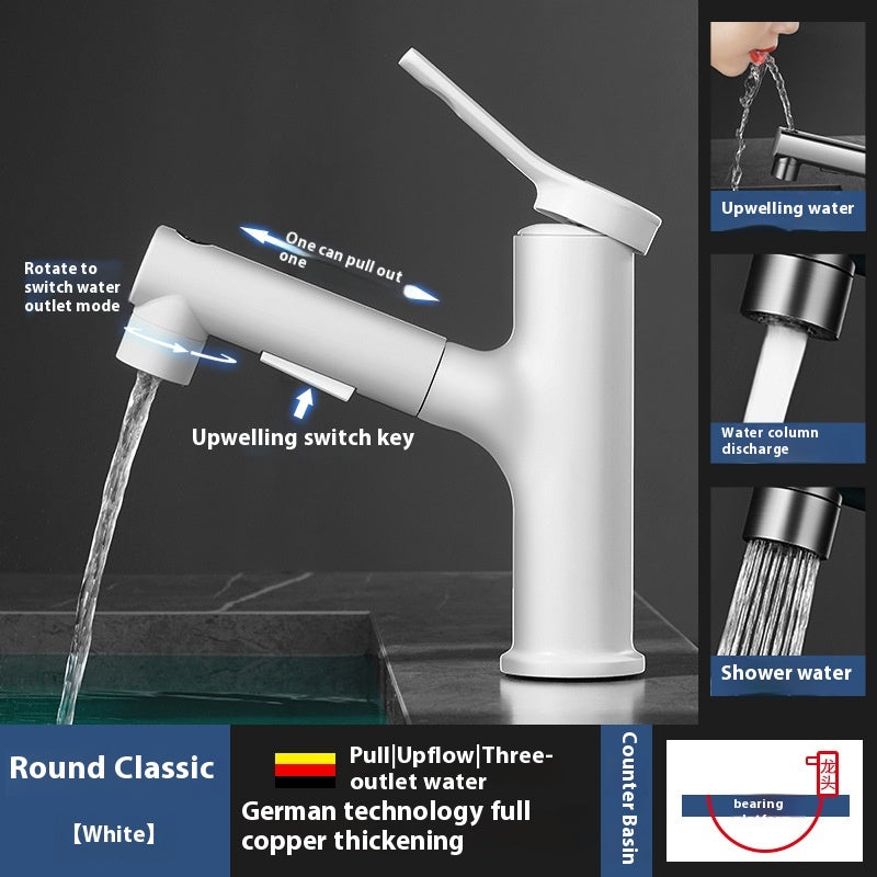 Ausziehbarer Wasserhahn für Waschtisch, warm/kalt