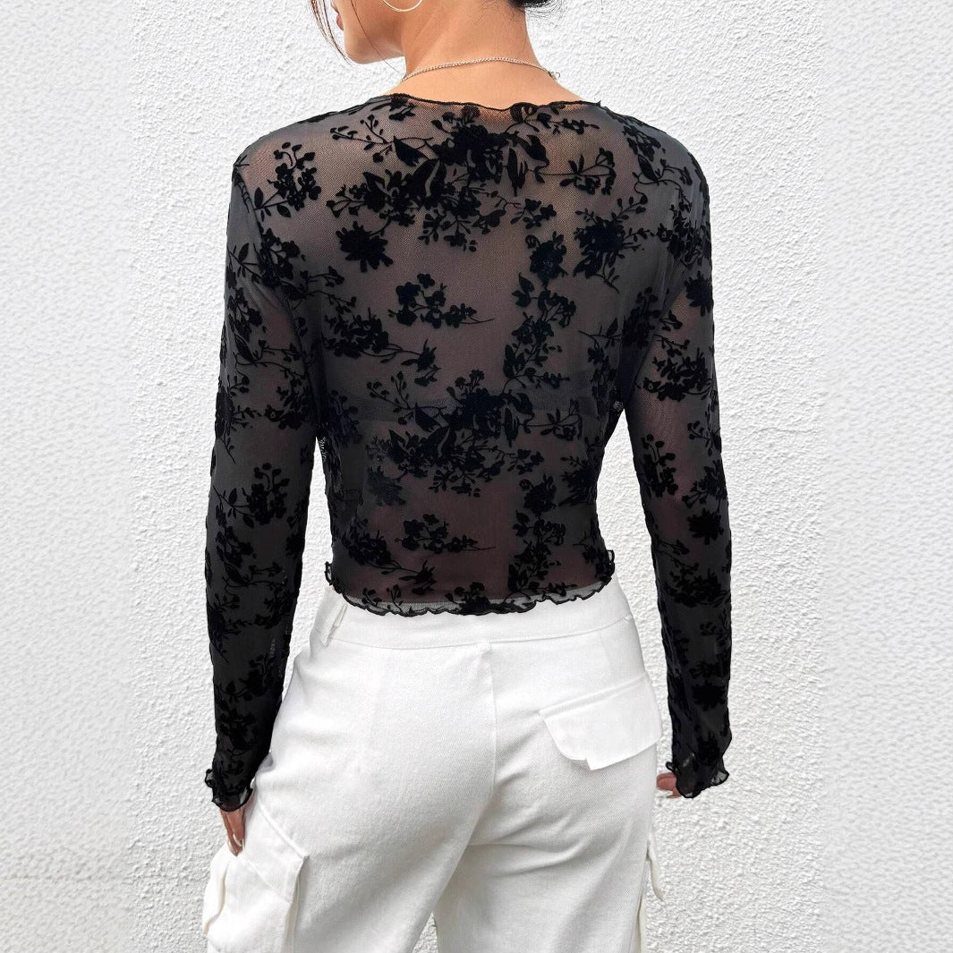 Damen Mesh Langarmshirt mit Rundhalsausschnitt – Bild 4 | LuxeStyle