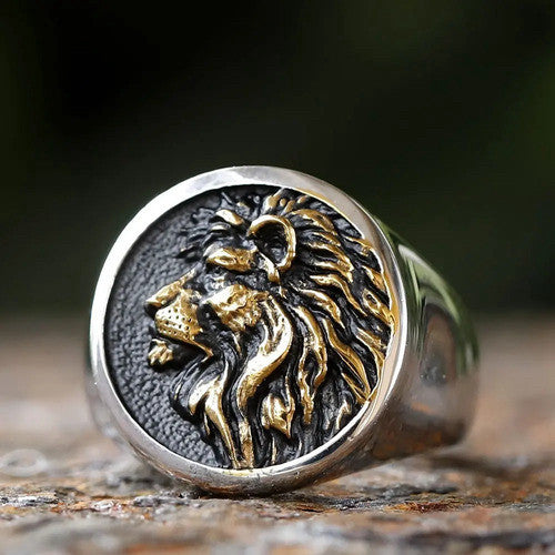 Löwenkopf-Ring aus Titanstahl im Retro-Stil | LuxeStyle