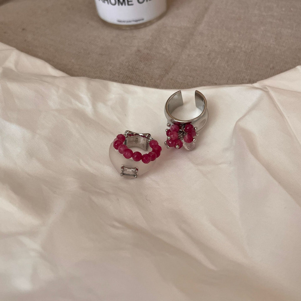 Doppelstrang Granat Perlenring – Bild 4 | LuxeStyle