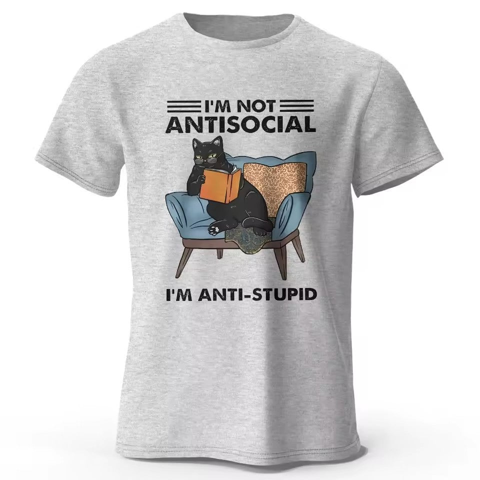 Kurzarm-Shirt mit trendigem Katzenprint