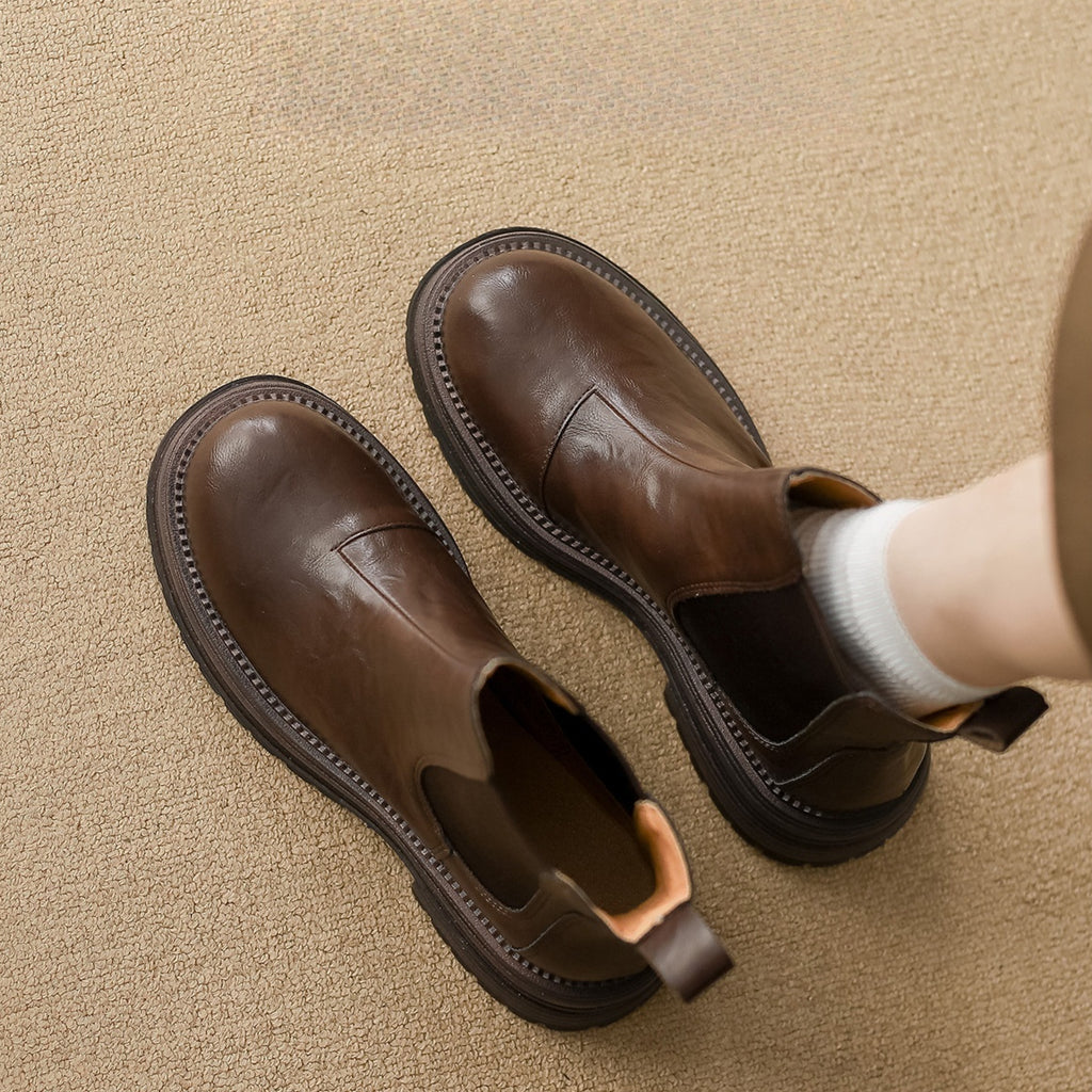 Retro Ankle Boots mit dicker Sohle