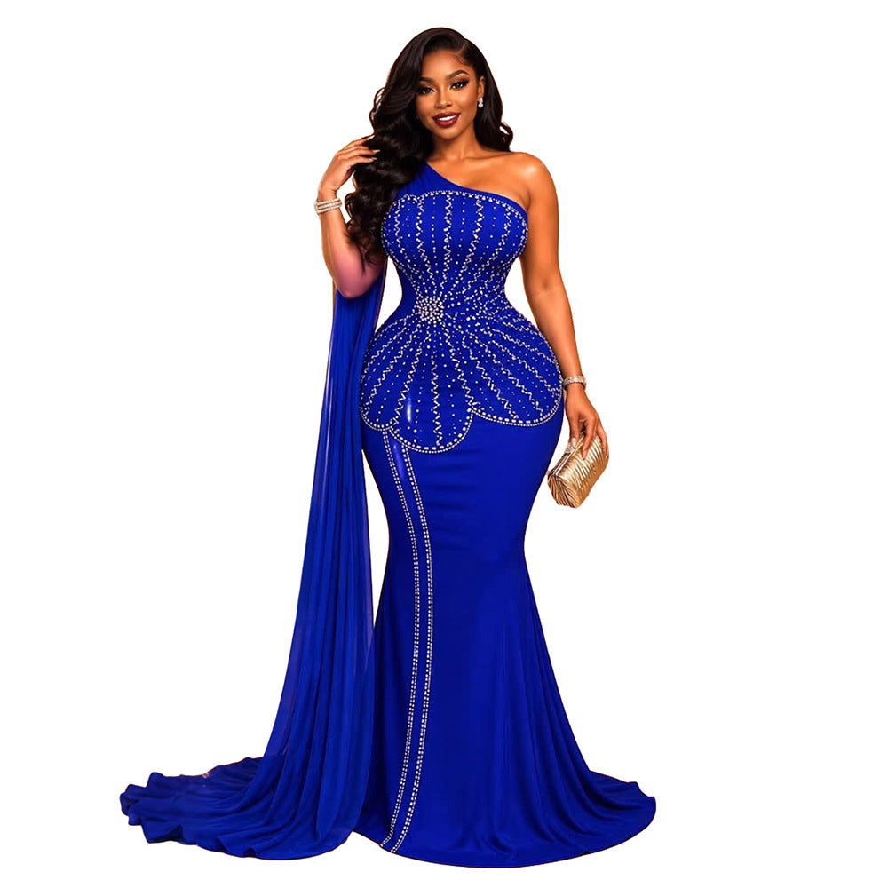 Elegantes Off-Shoulder Gabardine Maxikleid