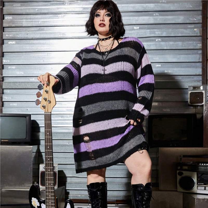 Gothic Ripped Pullover für Damen