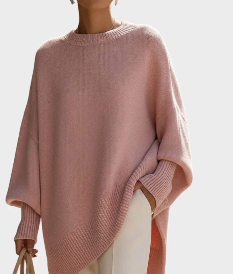 Damen Locker Crew-Neck Strickpullover