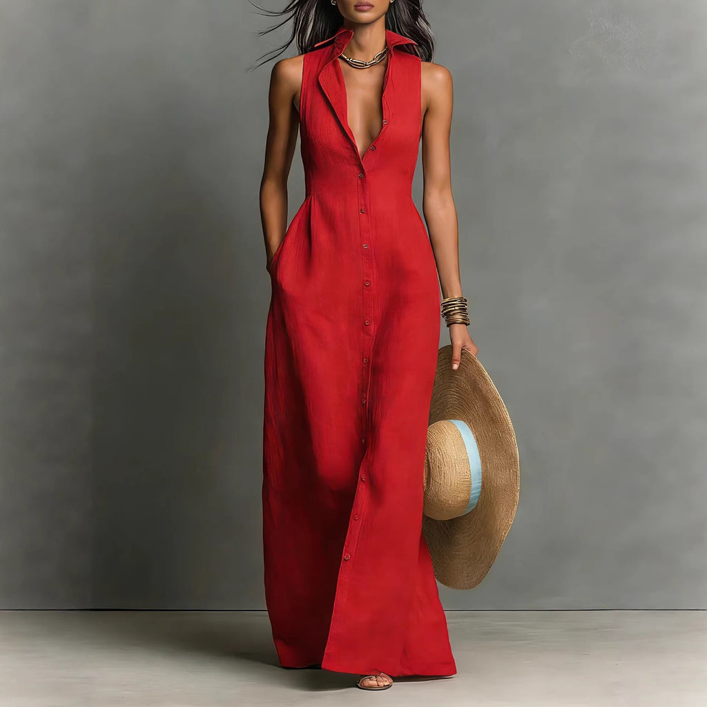 Ärmelloses Hemdkragenkleid – Bild 8 | LuxeStyle