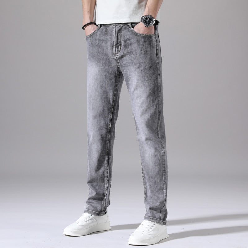 Herren-Retro Stretchhose Gerade Dunkelgrau