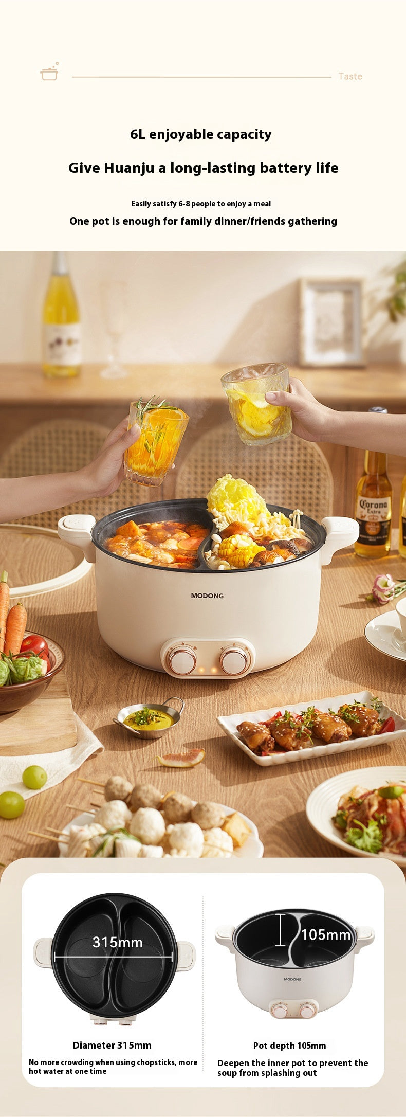 Elektrischer Mandarin-Enten-Hot Pot