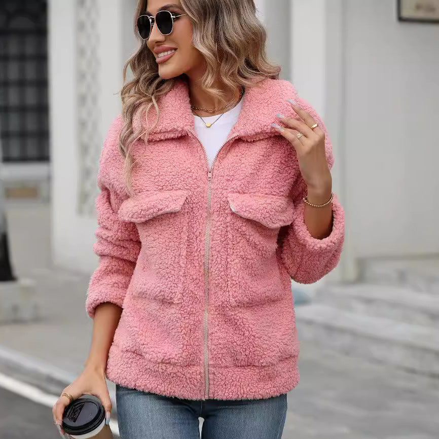 Fleece Jacke mit grossen Taschen, lockerer Schnitt – Bild 6 | LuxeStyle