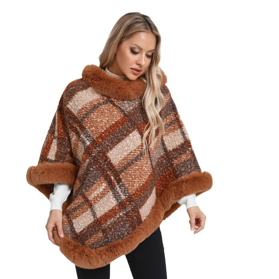 Poncho mit Faux-Pelzkragen | LuxeStyle