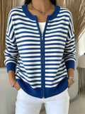 Gestreifte Strickjacke mit Reissverschluss