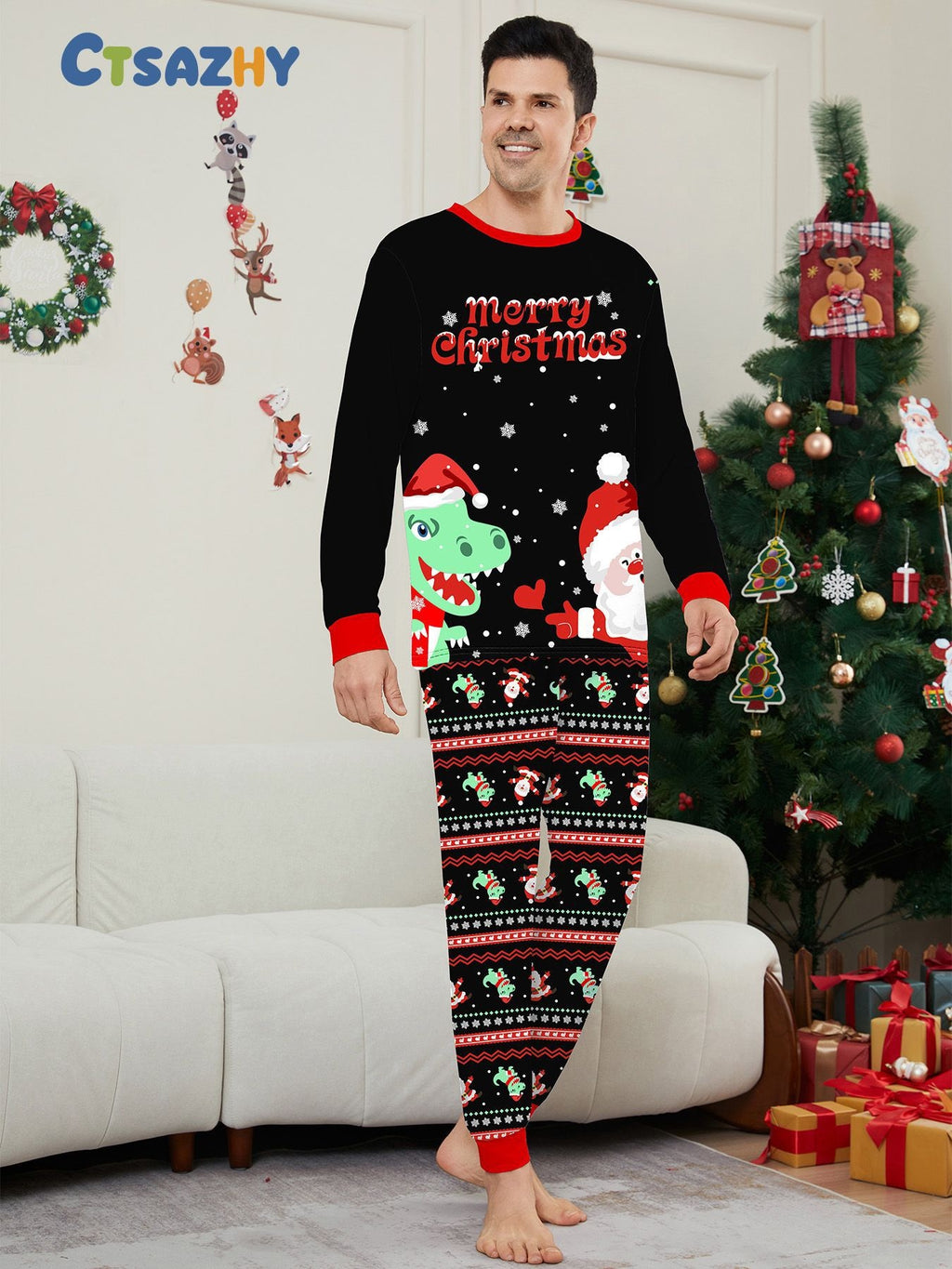 Dinosaurier Pyjama Partnerlook für die ganze Familie – Bild 1 | LuxeStyle