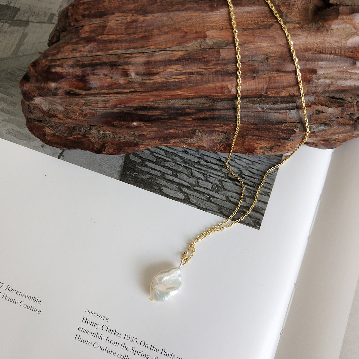 925 Sterlingsilber Barockperle Halskette in Gold – Bild 4 | LuxeStyle