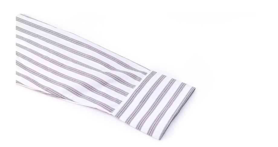 Gestreiftes Langarmhemd mit gepolsterten Schultern – Bild 7 | LuxeStyle