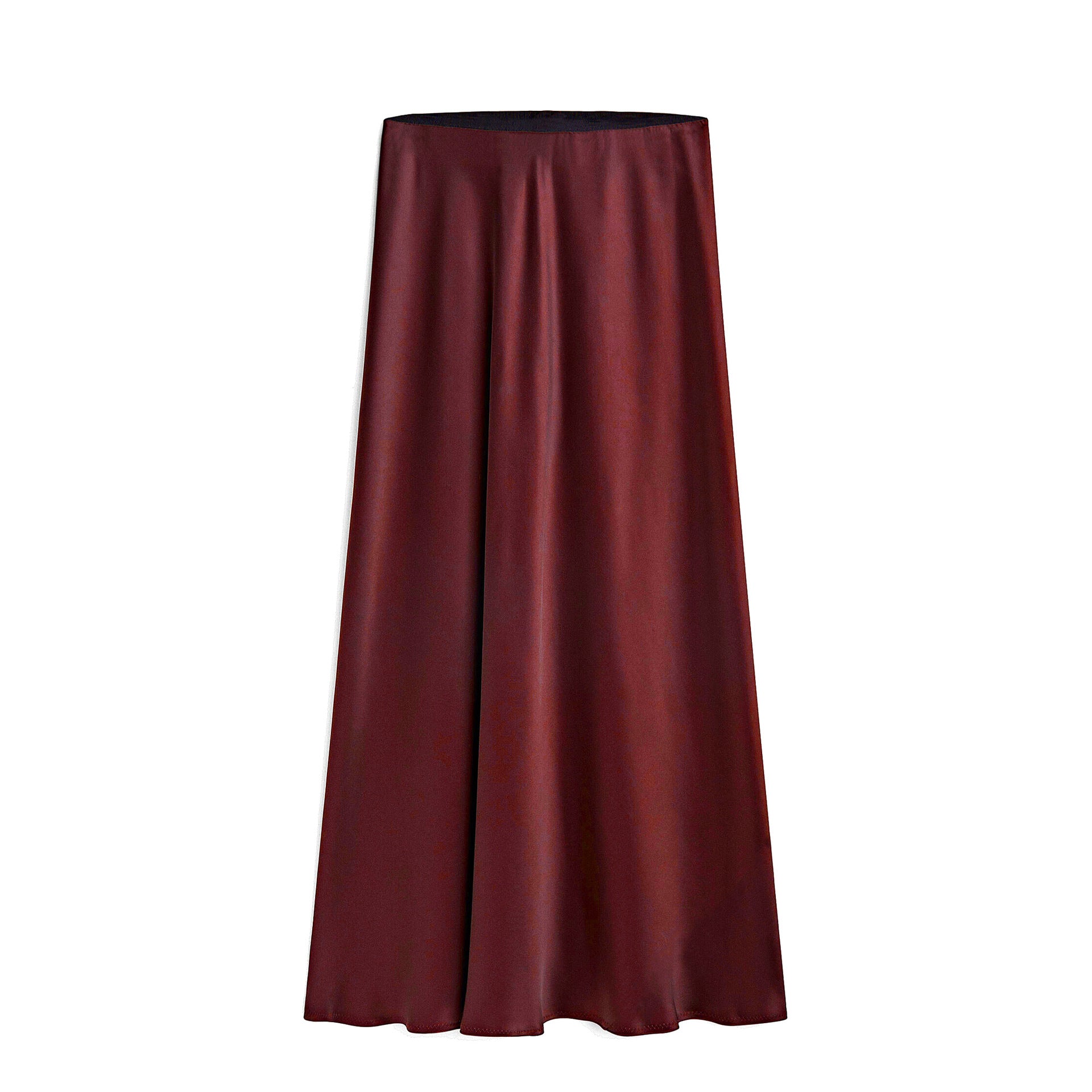 Satin Midirock mit hohem Bund und Schlitz