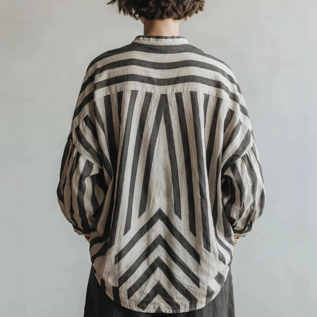 Gestreiftes Langarmshirt aus Baumwoll-Leinen-Mix – Bild 1 | LuxeStyle
