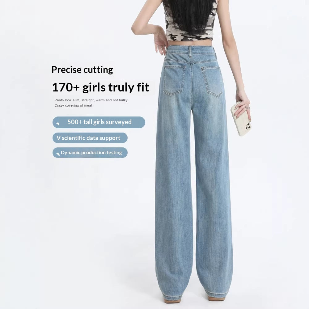 High Waist Tencel Jeans mit weitem Bein