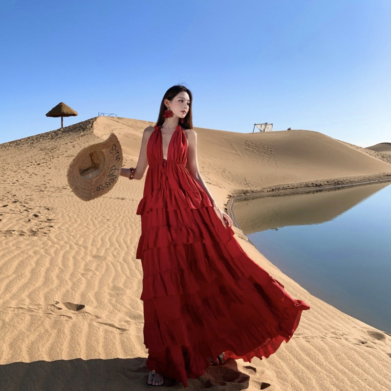 Langes Neckholder-Kleid im französischen Stil – Bild 2 | LuxeStyle