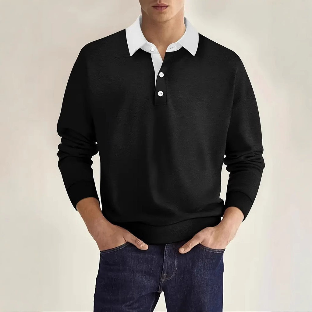 Unifarbenes Langarmshirt für Herren – Bild 6 | LuxeStyle